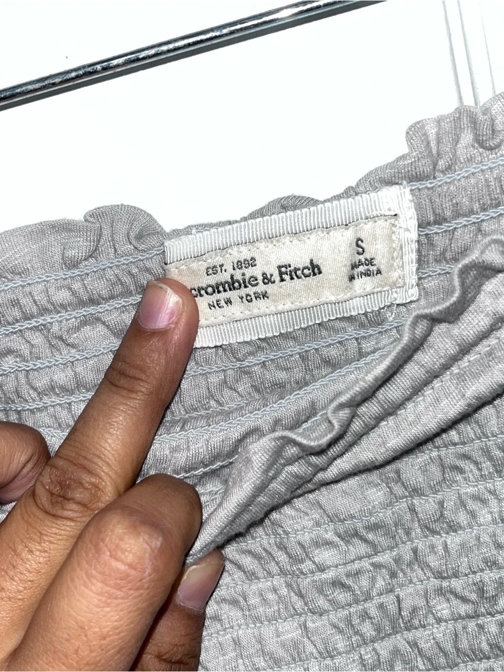 Abercrombie and Fitch Smocked Strapless Maxi Dress in Light Gray small  women’s